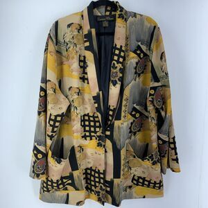 Exclusif By Whispers Womens 2X Jacket Floral Pockets Artsy Multicolor Boho Vtg?